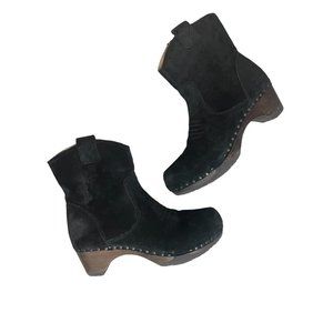 Vintage Black Faded Suede Clog Soled zip up ankle Booties/english clog :EU36/6US